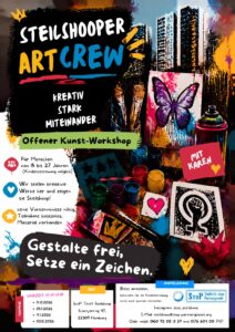 Einladung für eine Workshopserie für jungen Erwachsene die Lust auf Kunst haben